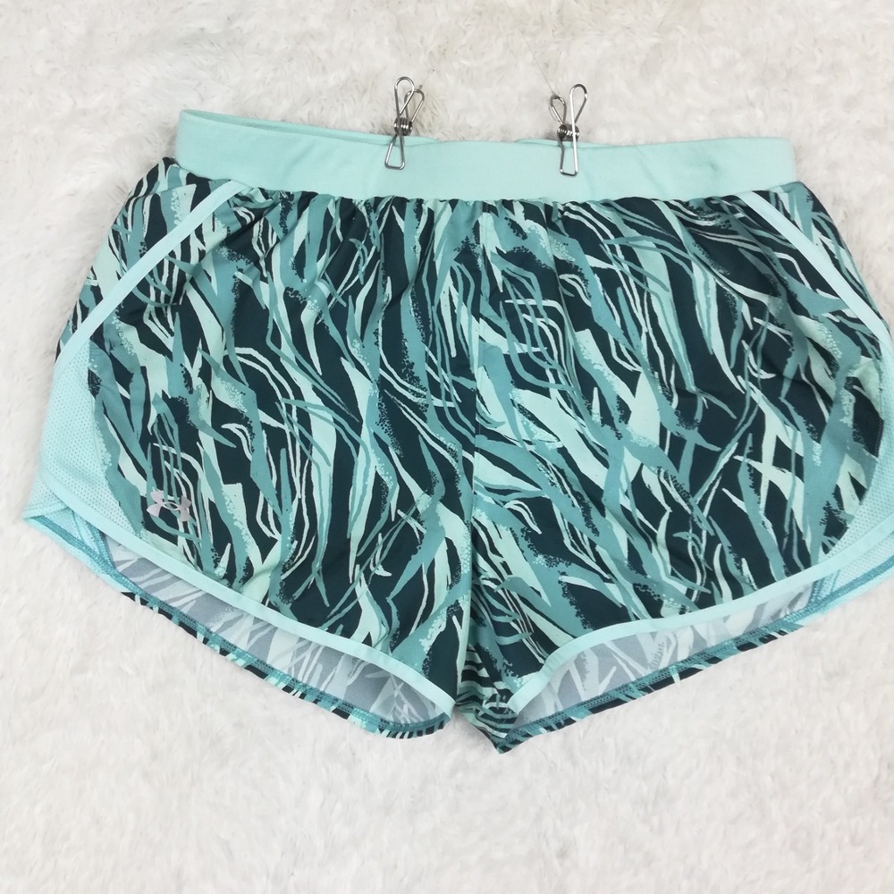 Under Armour Womens Running Shorts‎ Blue Aqua Lined Loose Pull On Athletic XL